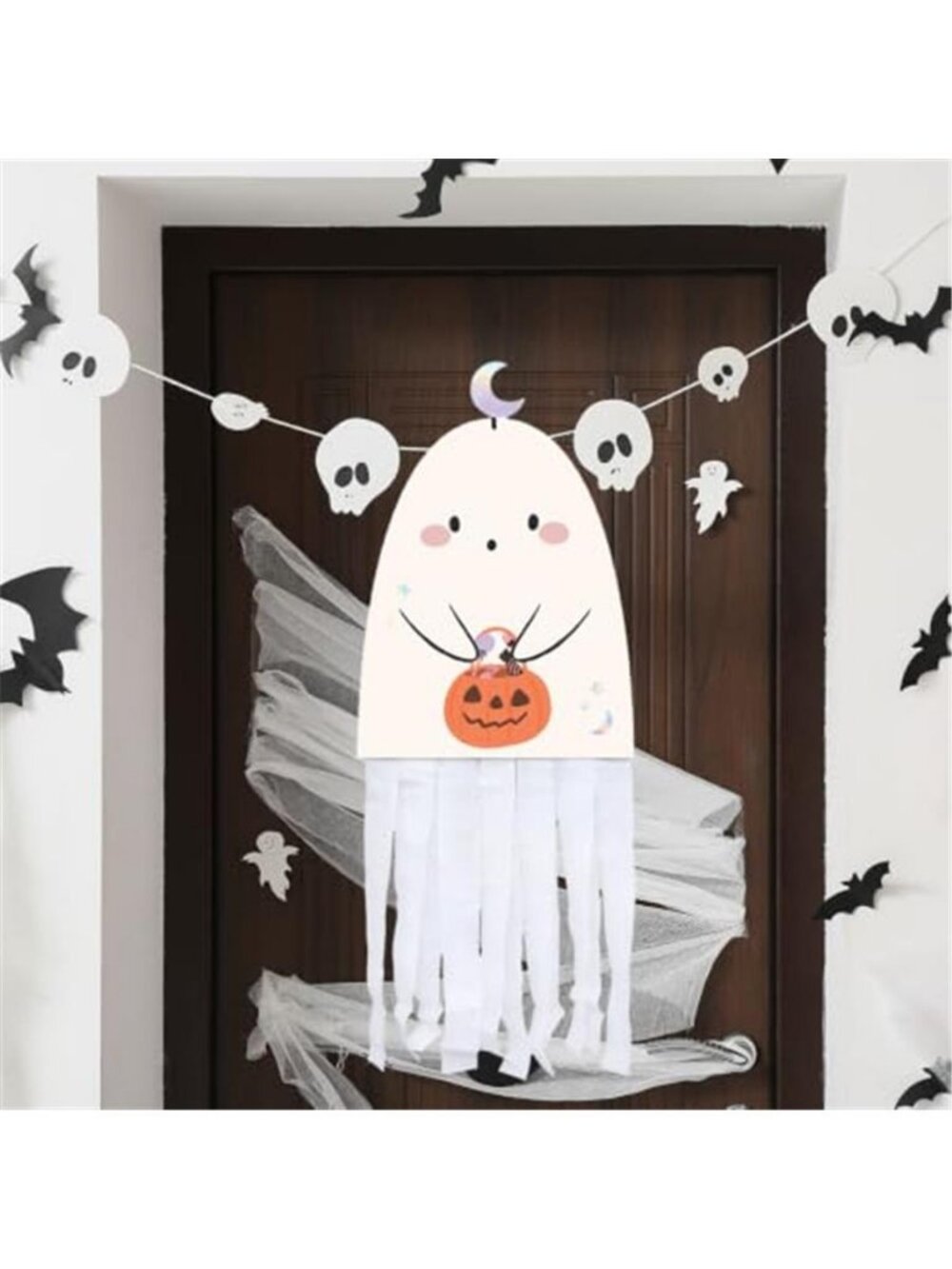 Halloween Ghost Boo Door Cover, Cute Halloween Decorations Spooky Banner